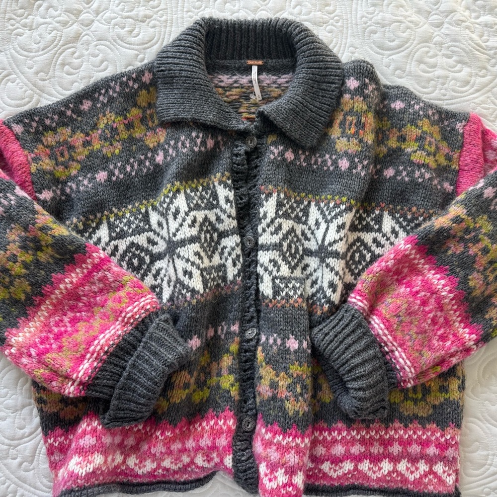 Free People Multicolor Patterned Cardigan